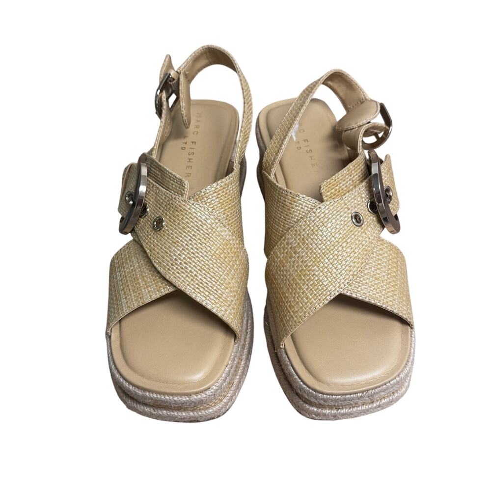 MARC FISHER LTD Renda Slingback Espadrille
Platform Wedge Sandal Sz 8M Beige